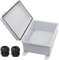 Waterproof Outdoor Electrical Box Junction Box Weatherproof IP67 ABS Plastic Enclosure Switch Router Project Box with Mounting Plate with Wall Bracket 2 Cable Glands Grey 8"x6"x4.3" by YETLEBOX
