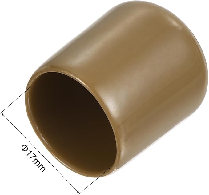 uxcell 20pcs Rubber End Caps 17mm ID Vinyl PVC Round Tube Bolt Cap Cover Screw Thread Protectors Light Brown - Image 3