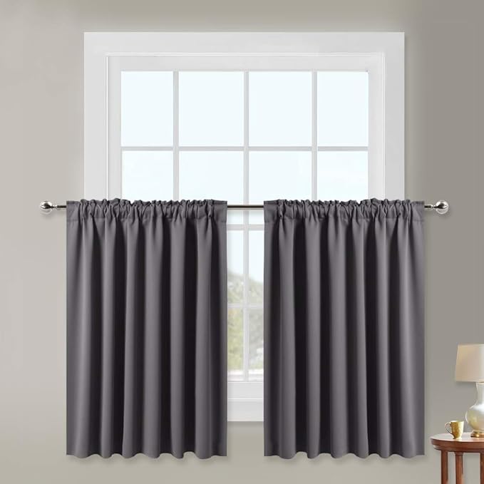 NICETOWN Blackout Curtain Panels for Living Room - (Grey Color) 29x30 inch, 2 Panels Set, Room Darkening Blackout Drapes for Window - Image 2