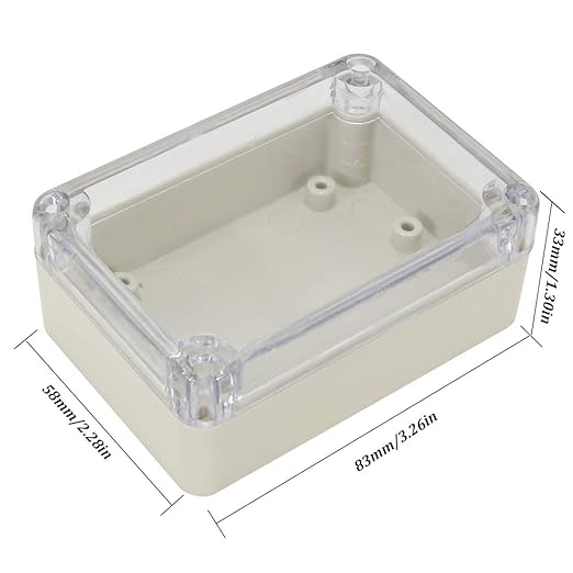 ABS Plastic Junction Box, Dustproof Waterproof IP65 Electrical Box - Universal Project Enclosure Grey, with PC Transparent/Clear Cover 3.26"x2.28"x1.3"(83mm x 58mm x 33mm) - Image 2