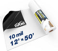 Crawl Space Vapor Barrier, 10 Mil Vapor Barrier, 12' x 50', Drop Cloth Moisture Barrier Covering for Crawlspace Encapsulation, Thick Plastic Sheeting, Polyethylene Film, Black and White Panda Film by VAPLINX