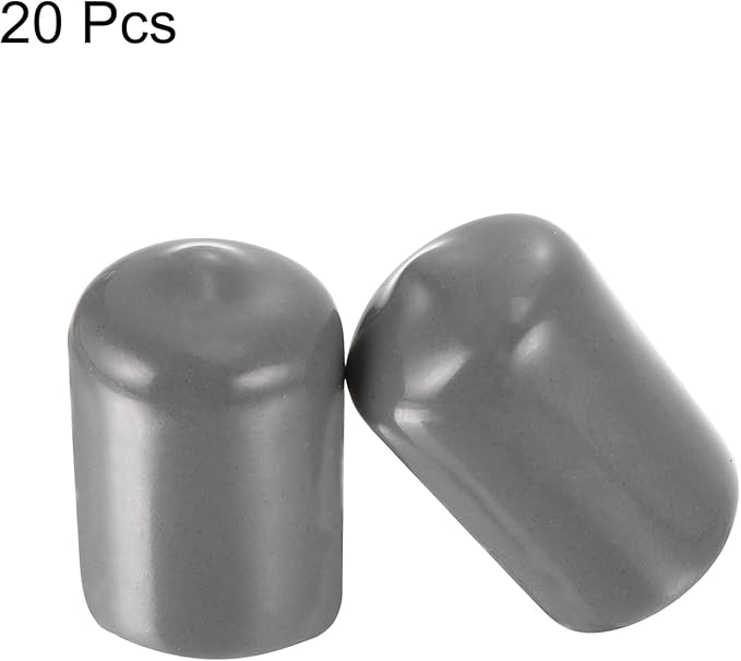 uxcell 20pcs Rubber End Caps 14mm ID Vinyl PVC Round Tube Bolt Cap Cover Screw Thread Protectors Dark Grey - Image 2