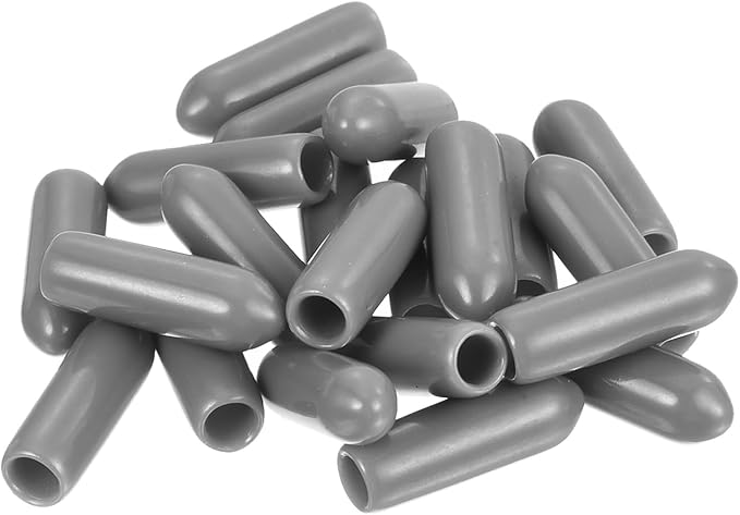 uxcell 20pcs Rubber End Caps Protective Caps 3.5mm ID Vinyl PVC Round Tube Bolt Cap Cover Screw Thread Protectors, Light Grey - Image 4