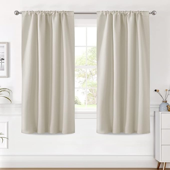H.VERSAILTEX Light Reducing Curtains Thermal Insulated Window Treatment Panels Room Darkening Privacy Assured Drapes for Living Room Back Tab/Rod Pocket Bedroom Drapes 2 Panels, Ivory - 42 x 63 Inch - Image 2