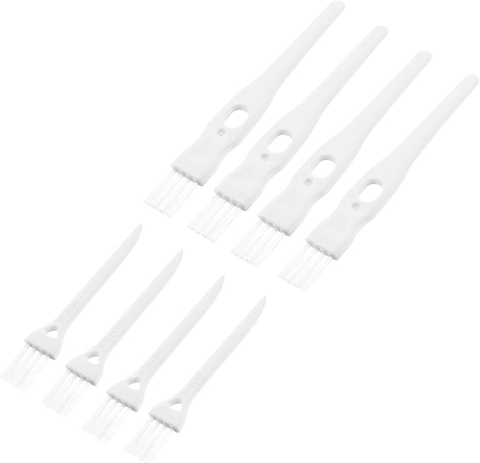 MECCANIXITY Shaver Cleaning Brush Tools with White Handle White Nylon Bristles 2 Sizes for Keyboard, Window Track, Vent Outlet, Home, Office, 8 Pack by MECCANIXITY