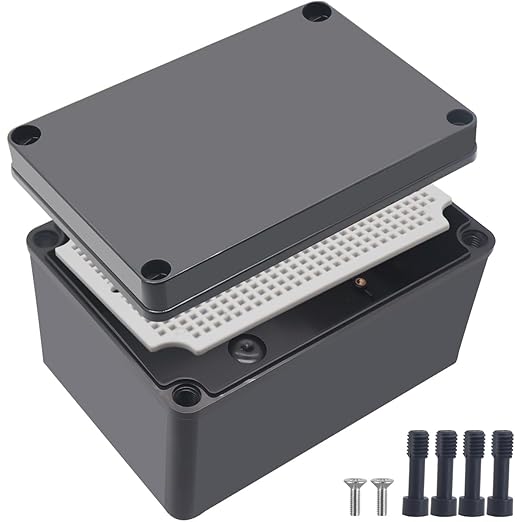 Junction Box,IP67 Waterproof ABS Black Project Box with Mounting Plate Electrical Box Enclosure for Outside Electronics 6.9 x 4.9 x 3.9inch(175x125x100mm) by Otdorpatio