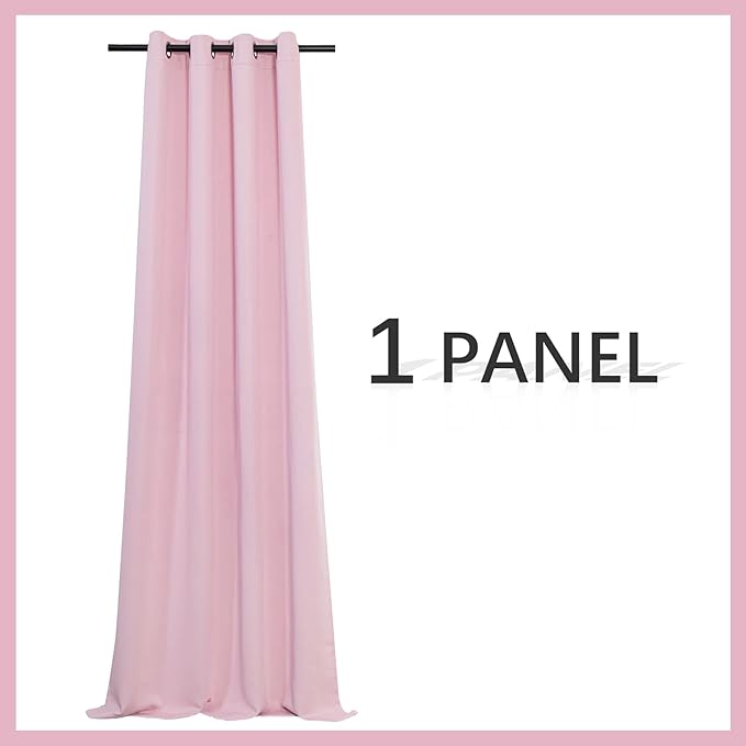 MYSKY HOME Blackout Curtains for Bedroom, Grommet Room Darkening Curtains, Amazing Triple Weave Thermal Insulated Curtains, Set of 1 Curtain Panel ( 52 x 95 Inch, Pink ) - Image 5