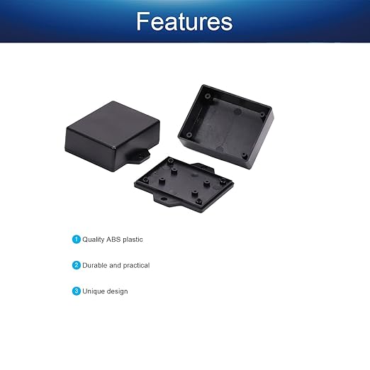 Fielect 2Pcs Project Box ABS Plastic Junction Box Universal Electrical Project Case Enclosure with Ear Black, 2.44 x 1.97 x 0.87 inch inch - Image 3