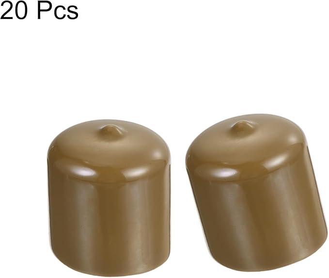 uxcell 20pcs Rubber End Caps 31mm(1 1/4") ID Vinyl PVC Round Tube Bolt Cap Cover Screw Thread Protectors Light Brown - Image 2