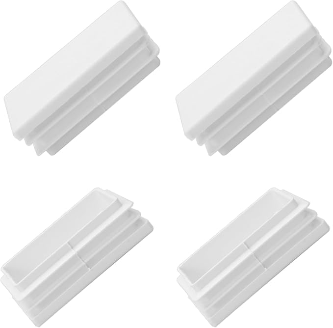 METALLIXITY Rectangle End Caps (60 x 40mm) 4Pcs, Plastic Rectangle Tube Inserts Threaded End Blanking Caps Protector - for Furniture Table Chair Legs, White by METALLIXITY
