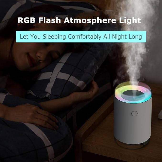 Portable Desk Car Mini Humidifier with Colorful Light, 2 Light Modes, Quiet Personal Ultrasonic Humidifier for Desktop, Bedroom, Car, Travel, Plant (Pink) - Image 5