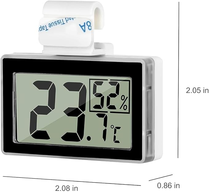 Digital Reptile Thermometer Hygrometer with Hook & Adhesive, LCD Display Temperature Humidity Gauge for Reptile Tanks, Terrariums, Bearded Dragon, Hermit Crab Accessories (-10℃~+50℃/20%-90% RH) - Image 7