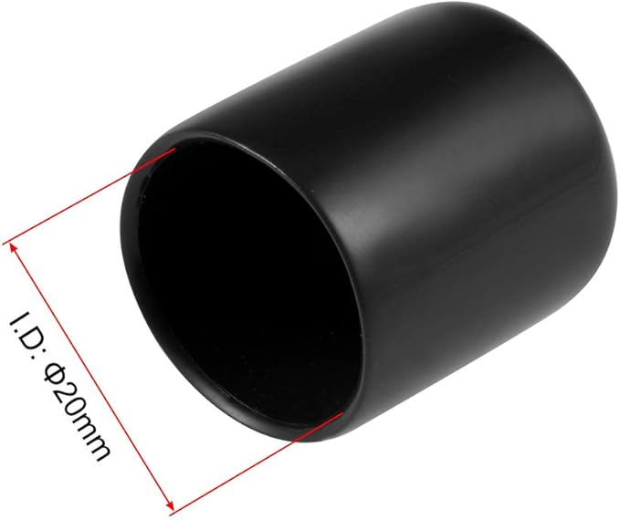 uxcell 20pcs Rubber End Caps 20mm ID Vinyl Round Tube Bolt Cap Cover Thread Protectors Black - Image 3