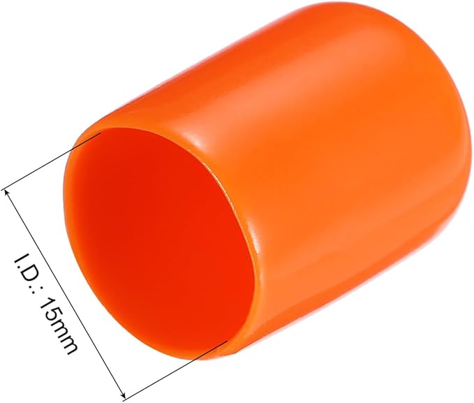 uxcell 20pcs Rubber End Caps 15mm(9/16") ID Vinyl PVC Round Tube Bolt Cap Cover Screw Thread Protectors,Orange - Image 3