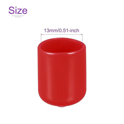 DMiotech 20 Pack 1/2" ID Red Screw Thread Protectors Rubber End Caps Bolt Covers for Screw Bolt Furniture Pipe - Image 4