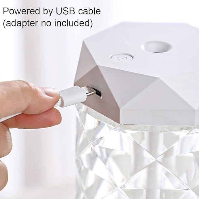 USB Desktop Crystal Humidifier 1000ml with 7 Colors LED Night Light, No Noise Suitable for Home, Office, Desk, Bedroom and Babies Room and No Battery (1000ml) - Image 5