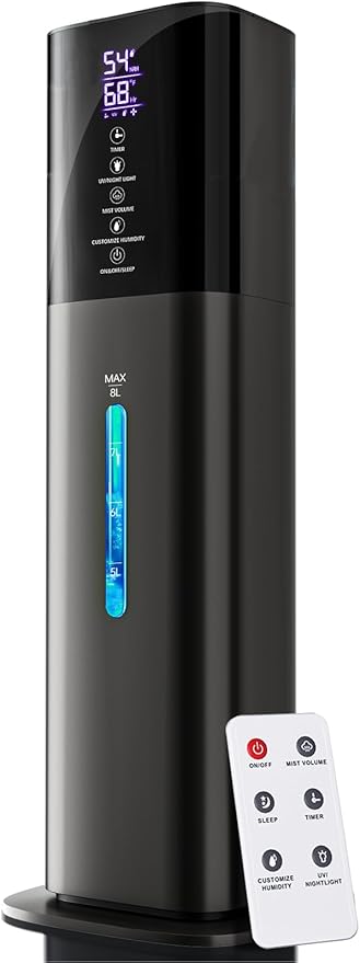 Humidifiers for Bedroom, 8L Quiet Humidifiers for Large Room with Timer, 360°Nozzle, 3 Speed Ultrasonic Cool Mist Humidifier with Humidistat for Baby, Customize humidity for Home Adults Plants by letme