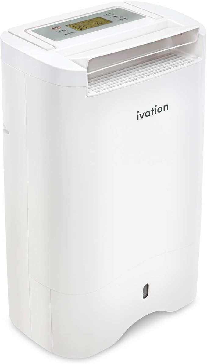 Ivation 19 Pint Small-Area Desiccant Dehumidifier Compact and Quiet - with Continuous Drain Hose for Smaller Spaces, Bathroom, Attic, Crawlspace and Closets - for Spaces Up to 410 Sq Ft by Ivation