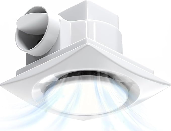 Nalle Ventilation Fans Bathroom Exhaust Fan with Light 12 inch Panel 6000K 18W Round LED 110 CFM 1.0 Sones 4 Inch Duct,110V Ceiling Mount Exhaust Fan for Shower,Bathroom,Office,Home (YFL-250) by Nalle