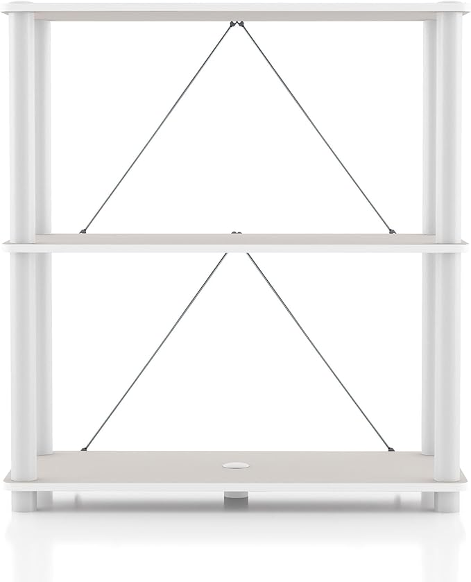 Homes: Inside + Out Apexa Modern 3-Tier Wide Shelving Units, Collectibles Display Shelves, Easy Assembly Standing Shelf, Home Storage Organizer for Living Room, Bedroom, Office, Taupe Grey - Image 11