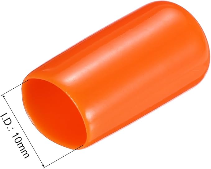 uxcell 20pcs Rubber End Caps 10mm(3/8") ID Vinyl PVC Round Tube Bolt Cap Cover Screw Thread Protectors,Orange - Image 3