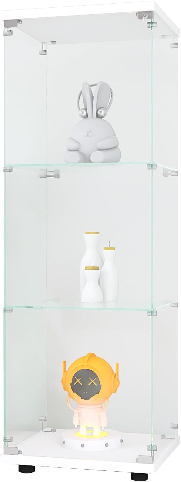 Yoluckea 3 Shelves Glass Display Cabinet with Door,Floor Standing Clear Glass Curio Cabinet Collection Display Case for Living Room Bedroom 49.41”x15.16”x13.58” White (Quick Assembly) - Image 8