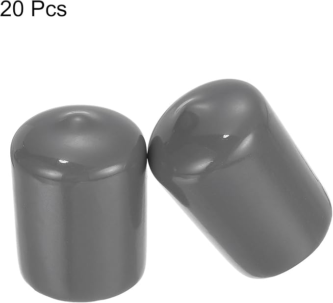 uxcell 20pcs Rubber End Caps 20mm ID Vinyl PVC Round Tube Bolt Cap Cover Screw Thread Protectors Dark Grey - Image 2
