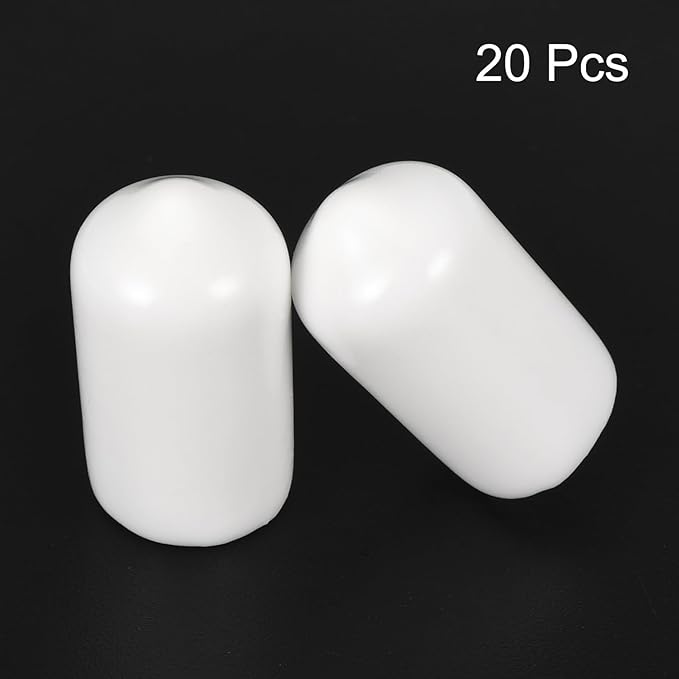 uxcell 20pcs Rubber End Caps 9mm ID Vinyl Round End Cap Cover Screw Thread Protectors White - Image 2
