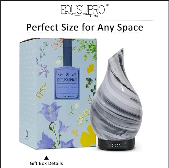 Essential Oil Diffuser 120ml Ultrasonic Aromatherapy Diffuser with Handmade Glass with Auto Shut-Off Protection 4 Timer Setting 7 Colors Changed LED Diffuser for Home Yoga Office Gifts for Women - Image 6