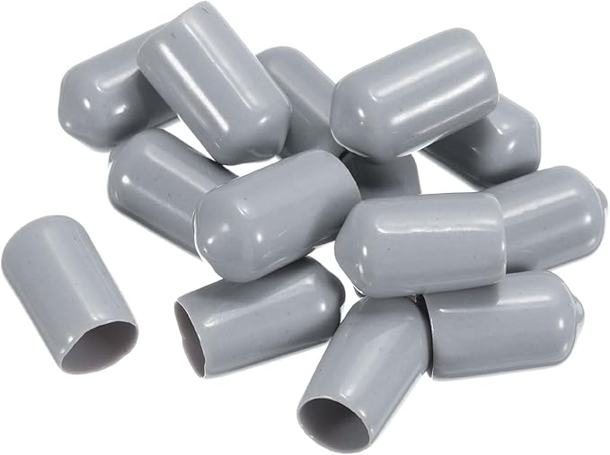 uxcell 20pcs Rubber End Caps 9.5mm(3/8") ID Vinyl PVC Round Tube Bolt Cap Cover Screw Thread Protectors Grey - Image 4