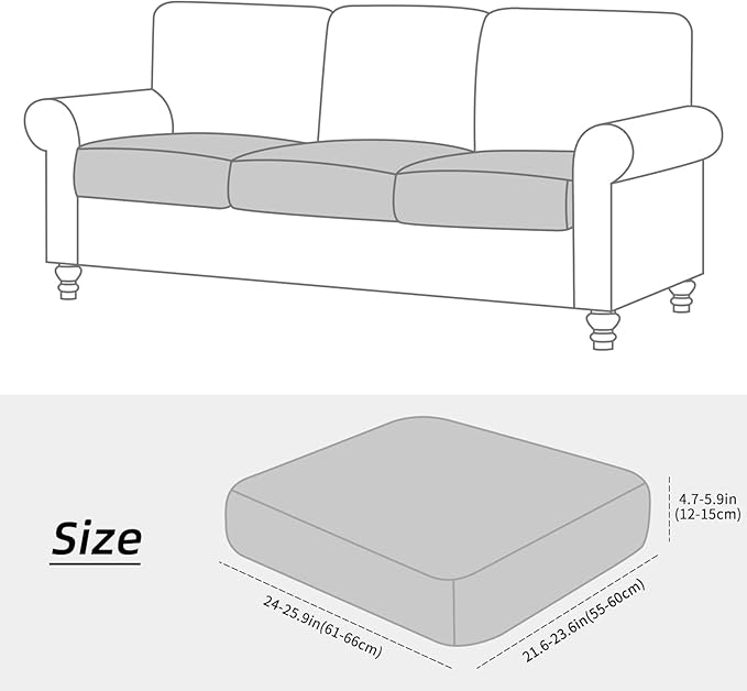 Fuloon Waterproof Couch Cushion Covers, Stretch Sofa Seat Cushion Slipcovers Solid Washable Furniture Protector Suitable for Armchair Loveseat Sofa (Blue, 3 Pieces) - Image 5