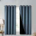 NICETOWN 100% Blackout Curtains 45" Long, Smoky Blue, 1 Pair, 52" Width Each Panel, 2 Thick Layers Completely Blackout Window Treatment Thermal Insulated Lined Drapes for Small Window by NICETOWN