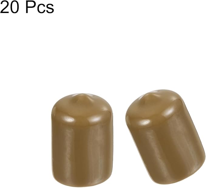 uxcell 20pcs Rubber End Caps 14mm ID Vinyl PVC Round Tube Bolt Cap Cover Screw Thread Protectors Light Brown - Image 2