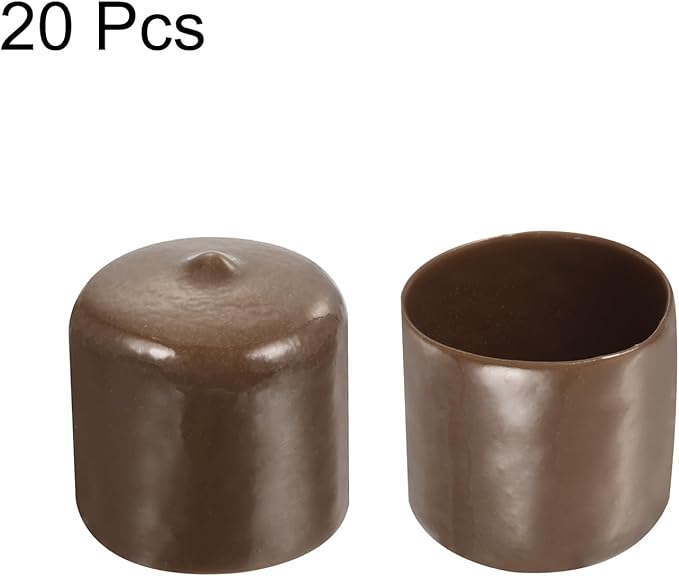 uxcell 20pcs Rubber End Caps 33mm(1 5/16") ID Vinyl PVC Round Tube Bolt Cap Cover Screw Thread Protectors Brown - Image 2