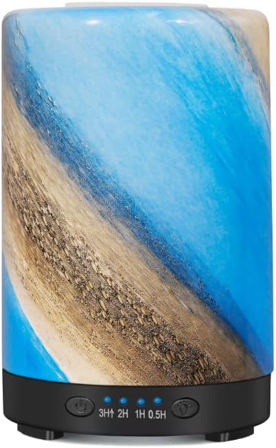 Essential Oil Diffuser, 120 ml Glass Aromatherapy Diffuser with 7 Color Lights, Auto Shut-Off and 4 Timer Settings, Ultrasonic Cool Mist Diffuser for Home Room Office (Galaxy Mist) by JOYOLO