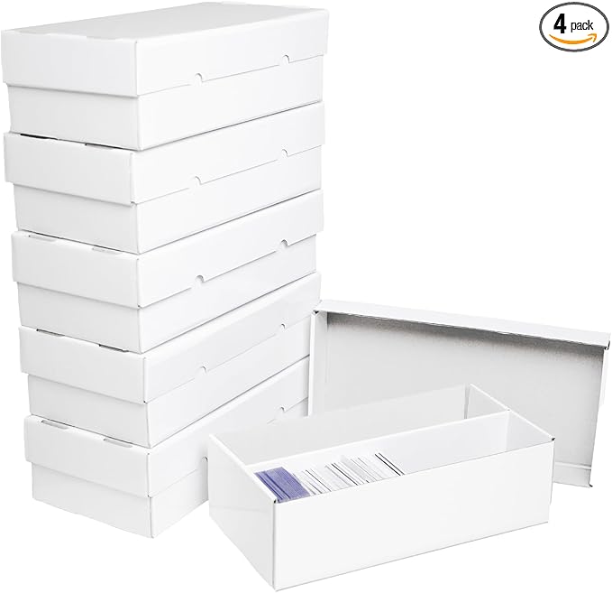 NUMINA 6 Pack 2-Row Cardboard Card Storage Box for Large Card Collections, Holds up to 1800 Loose Cards per Box, Heavy-Duty Trading Card Organizer with Dividers for MTG & Sports Cards by NUMINA