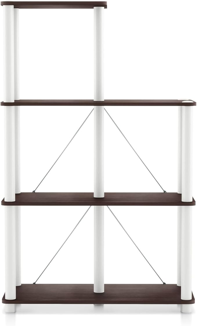 Homes: Inside + Out Apexa Modern 5-Cube Ladder Shelving Units, Collectibles Display Shelves, Easy Assembly Standing Shelf, Home Storage Organizer for Living Room, Bedroom, Office, Espresso - Image 11