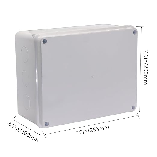 Junction Box, Reserved Holes Electrical Boxes Waterproof IP65 ABS Plastic Electrical Power Cord Enclosure Project Box White 10 x 7.9 x 4.7 inch(255x200x120mm) - Image 2