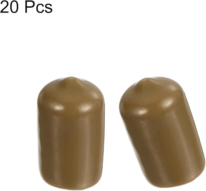 uxcell 20pcs Rubber End Caps 13mm ID Vinyl PVC Round Tube Bolt Cap Cover Screw Thread Protectors Light Brown - Image 2