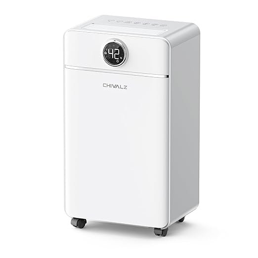 CHIVALZ 1800 Sq.Ft Dehumidifier for Basement, Quiet Dehumidifier for Home, Bedroom, Bathroom, Humidity Display, with Drain Hose, Auto Shut Off, 3 Modes, Timer, Auto Defrost, Child Lock, White 1Pack by CHIVALZ