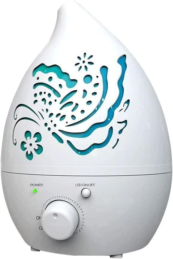 Comfort Cool Mist Humidifier - Filterless, Small, Ultrasonic, Quiet - Large Room Home Air Vaporizer for Babies - Diffuser and Essential Oil Tray(White) by Unknown