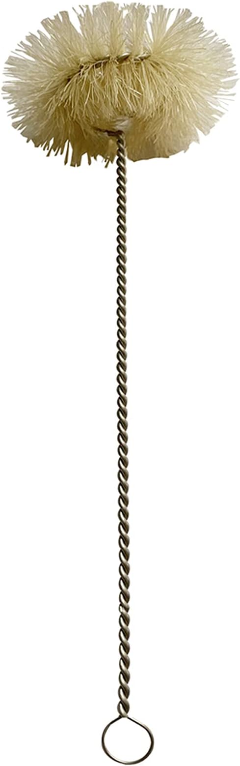 NewFerU Stainless Steel Soda Bottle Cleaning Brush in Natural Boar Bristle Wool Tip, Long Handle, Flexible Bendable Thick Wire Cleaner for Narrow Neck Water Baby Bottles Straw Pipe Tube Flask (Round) by NewFerU