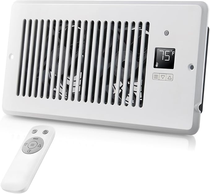 Window Register Booster Vent Fan For 4" x 10" Register Hole, Vent Booster Fan with LCD display & Thermostat,11-Speeds Household Ventilation Fans with Remote,Air Vents Fans Booster for Room, Home by Unknown