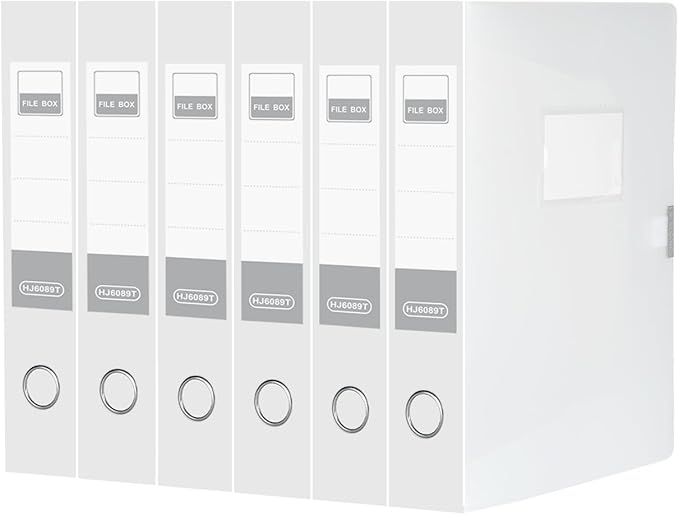 HUA JIE A4 Storage File Boxes Plastic Archives Cases with Lid, File Folder Organizer Document Filing Box for office,31×5.5×23.5 cm, Transparent(Pack of 6) by HUA+JIE