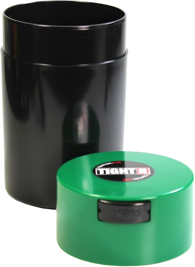 Tightvac - 1 oz to 6 ounce Airtight Multi-Use Vacuum Seal Portable Storage Container for Dry Goods, Food, and Herbs - Dark Green Cap & Black Body - Image 2