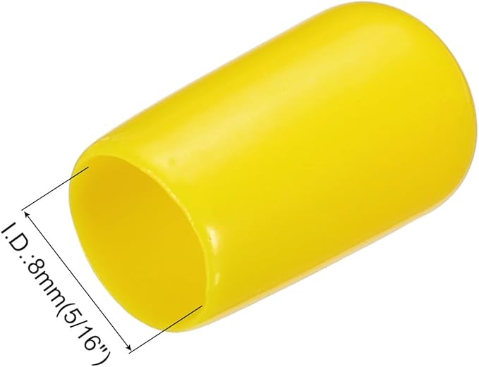 uxcell 20pcs Rubber End Caps 8mm(5/16") ID Vinyl PVC Round Tube Bolt Cap Cover Screw Thread Protectors Yellow - Image 3