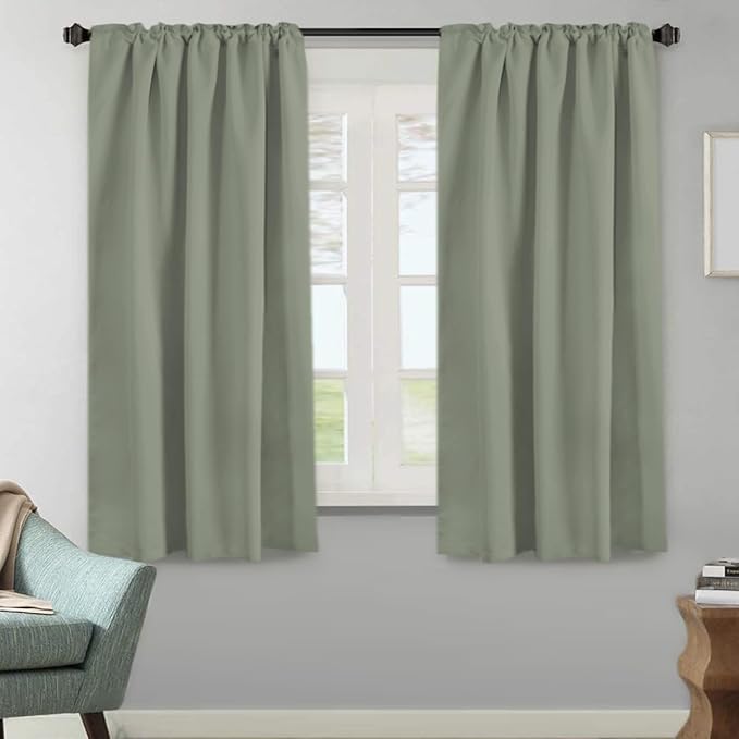 H.VERSAILTEX Blackout Curtains Thermal Insulated Window Treatment Panels Room Darkening Blackout Drapes for Living Room Back Tab/Rod Pocket Bedroom Draperies (2 Panels, Sea Grass, 52 x 63 Inch) - Image 2