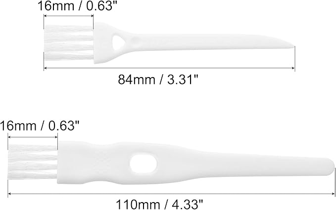 MECCANIXITY Shaver Cleaning Brush Tools with White Handle White Nylon Bristles 2 Sizes for Keyboard, Window Track, Vent Outlet, Home, Office, 8 Pack - Image 2