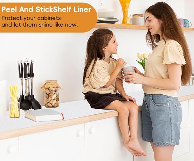 White Cabinet Liner Roll, Peel and Stick Non Slip Shelf Liner 15.7" x 13 FT, Waterproof Adhesive Liner for Kitchen Cabinets - Image 8