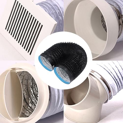 Jeanoko 1PCS 7"/ 6.56ft Dryer Vent Exhaust Hose, Flexible Aluminum Foil Ventilation Duct with Steel Wire Spiral for HVAC Kitchen Greenhouse Grow Tent, Dryer Vent Vacuum Hose Attachment - Image 2